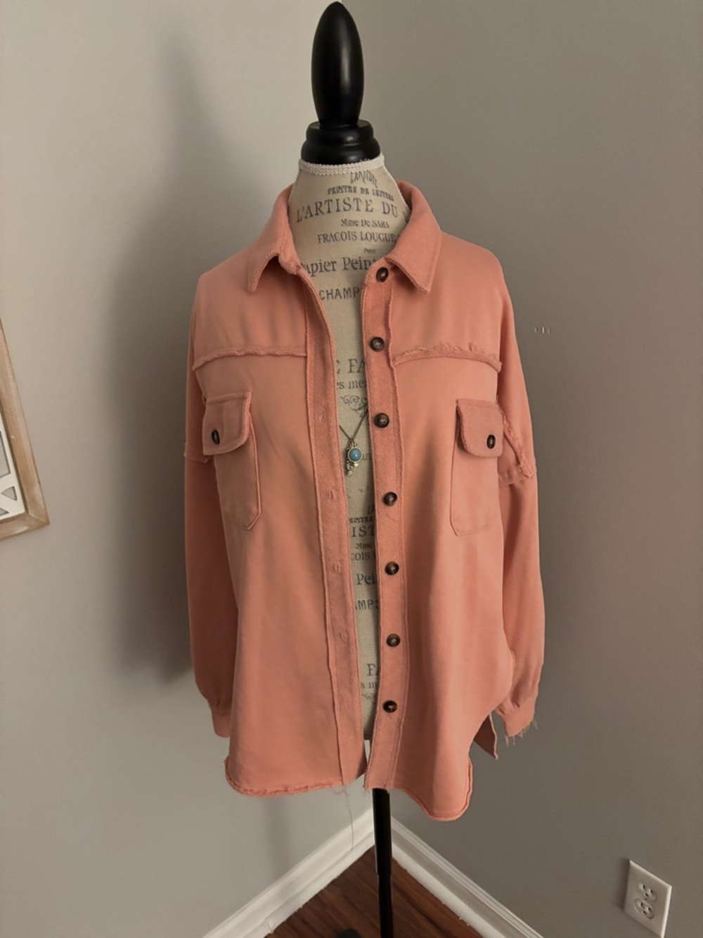 🧡 EUC Oversized Peach Button-Up Shacket